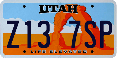UT license plate Z137SP