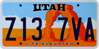 UT license plate Z137VA