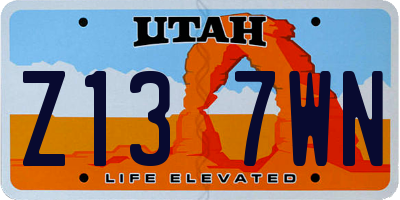 UT license plate Z137WN