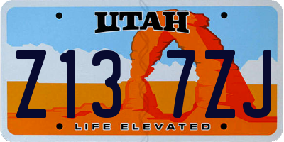 UT license plate Z137ZJ