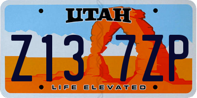 UT license plate Z137ZP