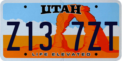 UT license plate Z137ZT