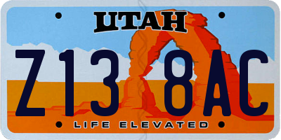 UT license plate Z138AC