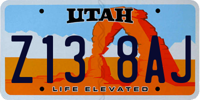 UT license plate Z138AJ