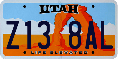 UT license plate Z138AL