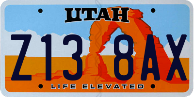 UT license plate Z138AX