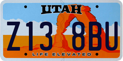 UT license plate Z138BU