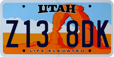 UT license plate Z138DK