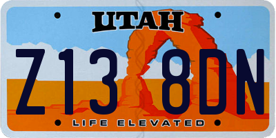 UT license plate Z138DN