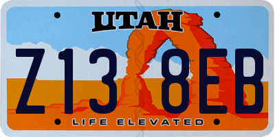 UT license plate Z138EB