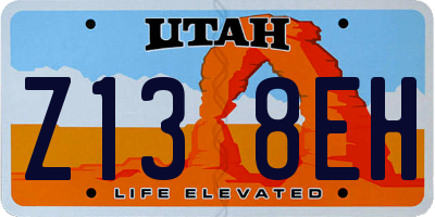UT license plate Z138EH
