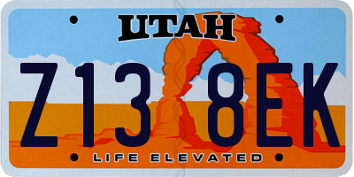 UT license plate Z138EK
