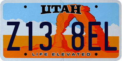 UT license plate Z138EL