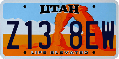 UT license plate Z138EW
