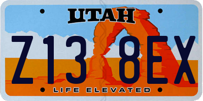 UT license plate Z138EX
