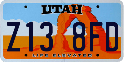 UT license plate Z138FD