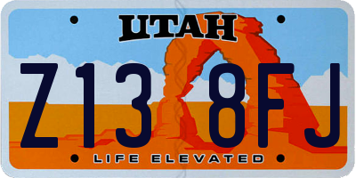 UT license plate Z138FJ