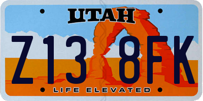 UT license plate Z138FK