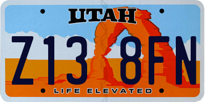 UT license plate Z138FN