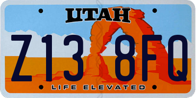 UT license plate Z138FQ