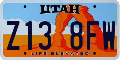 UT license plate Z138FW