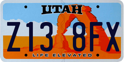 UT license plate Z138FX
