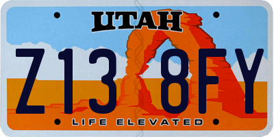 UT license plate Z138FY