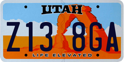 UT license plate Z138GA