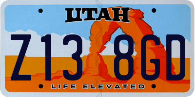 UT license plate Z138GD