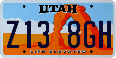 UT license plate Z138GH