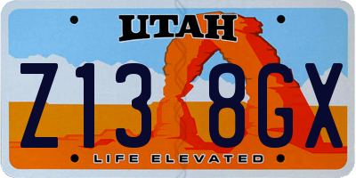 UT license plate Z138GX