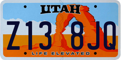 UT license plate Z138JQ