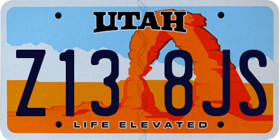 UT license plate Z138JS
