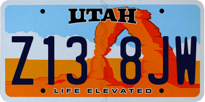 UT license plate Z138JW