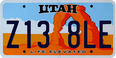 UT license plate Z138LE