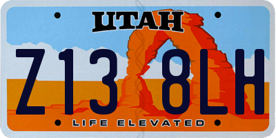 UT license plate Z138LH