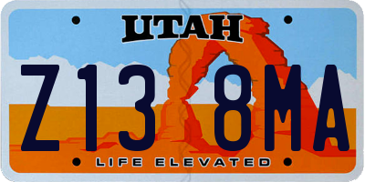 UT license plate Z138MA