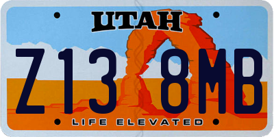 UT license plate Z138MB