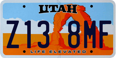 UT license plate Z138MF