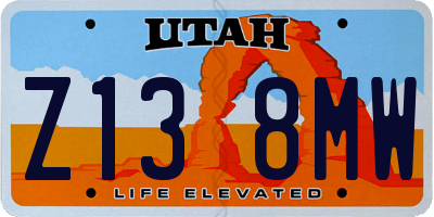 UT license plate Z138MW