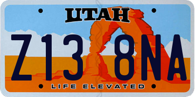 UT license plate Z138NA