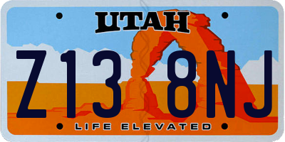 UT license plate Z138NJ
