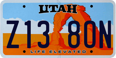 UT license plate Z138ON