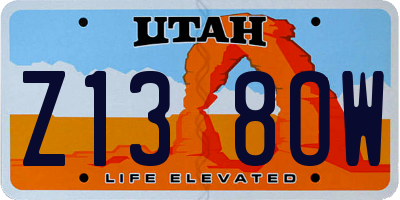 UT license plate Z138OW