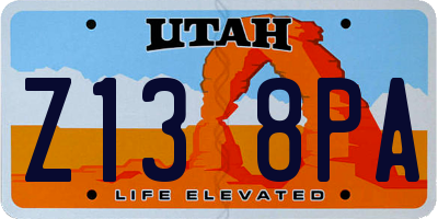 UT license plate Z138PA