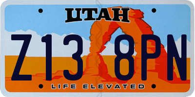 UT license plate Z138PN