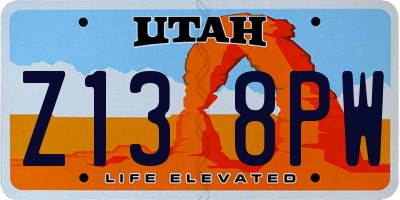 UT license plate Z138PW