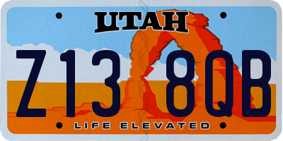 UT license plate Z138QB