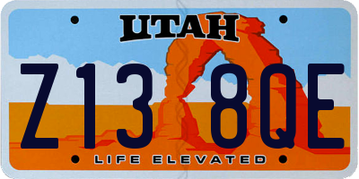 UT license plate Z138QE