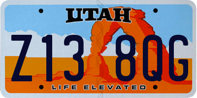 UT license plate Z138QG